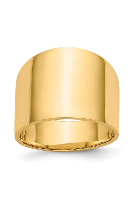 14K 15mm Flat-top Tapered Cigar Band Ring