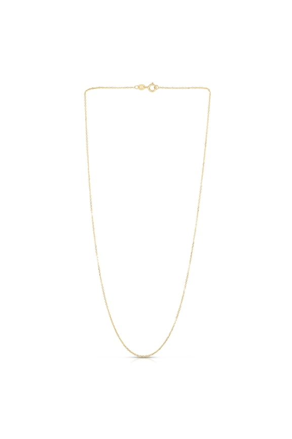 14K 18in Yellow Gold Diamond Cut/ Textured Classic Cable Chain with Spring Ring Clasp