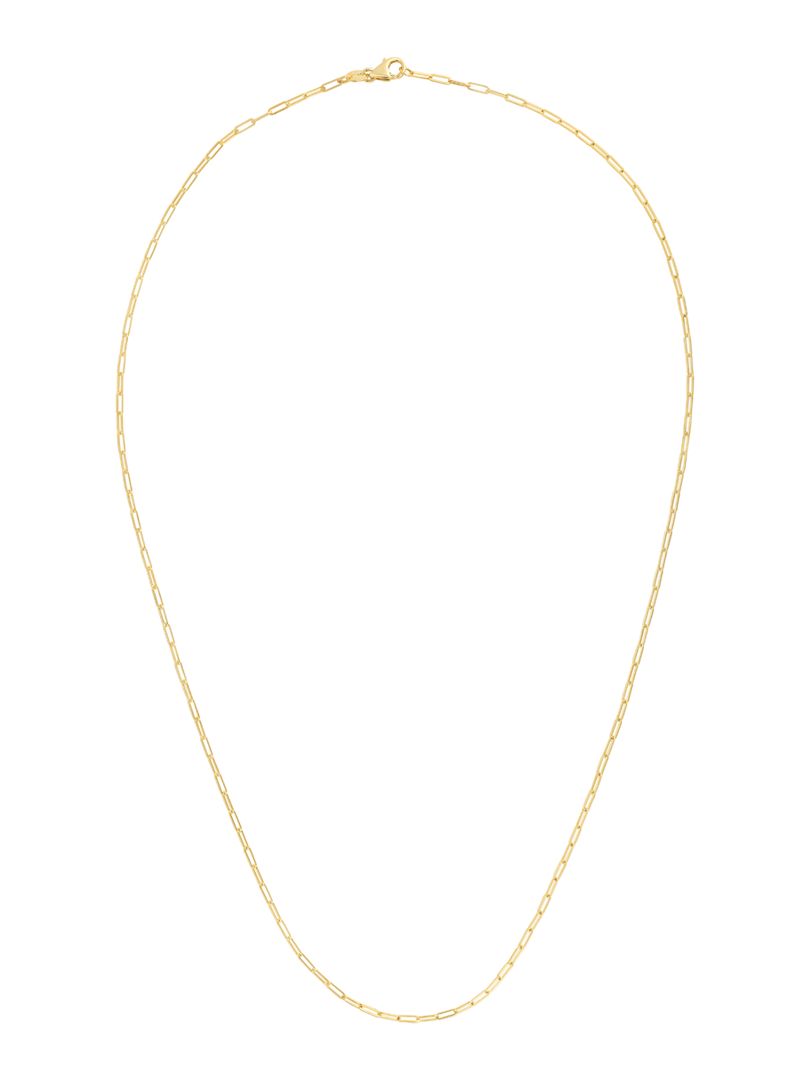 14K 18in Yellow Gold Polished Paperclip Chain with Pear Shaped Lobster Clasp - image 1 of 4