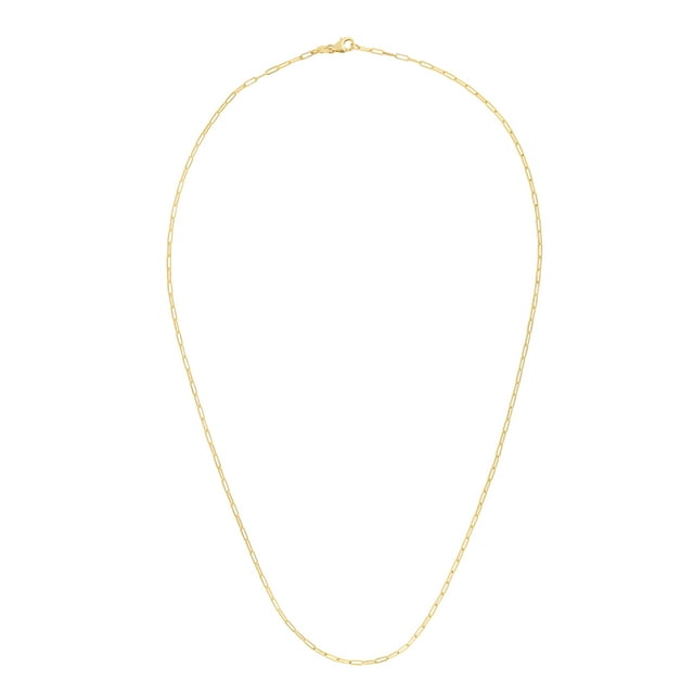 14K 18in Yellow Gold Polished Paperclip Chain with Pear Shaped Lobster Clasp