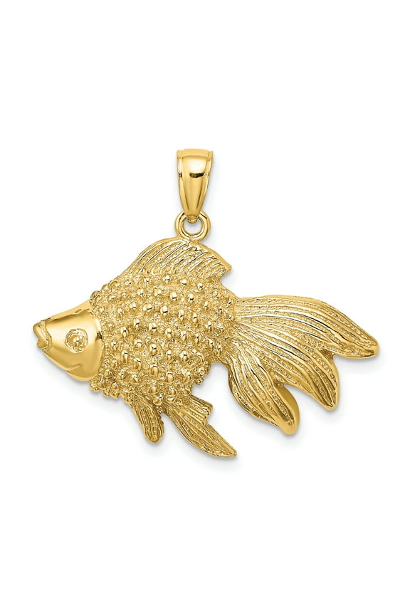 14K 2-D & Engraved Striped Fish Charm K7692