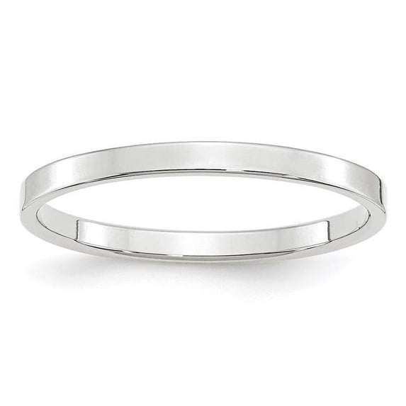 14K 2 mm LTW Flat Band, White - Size 7.5