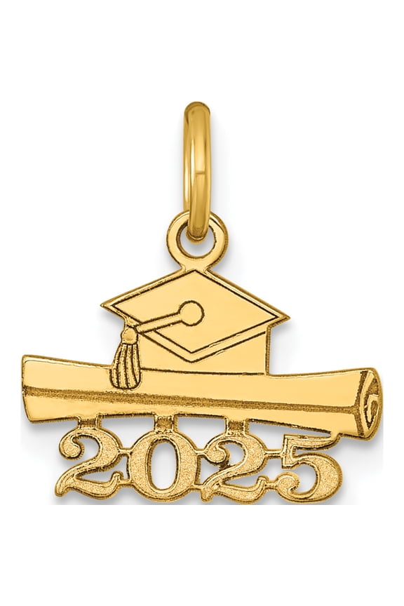 14K 2025 Graduation Cap and Diploma Charm Yellow Gold Material Inspired Classic Gorgeous Designed for those who cherish timeless beauty