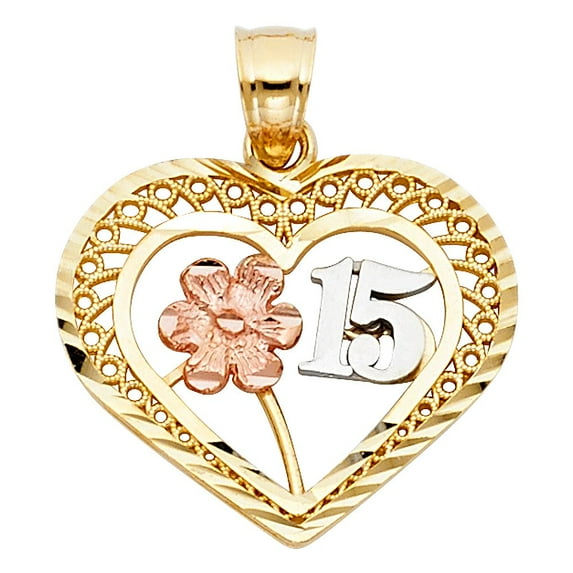 14K 2T 15 Years Years Heart Pendant