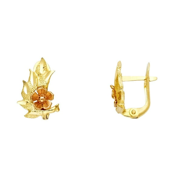 14K 2T DC Leaf U Shape Earrings