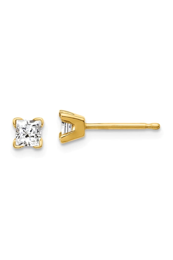 14K 3.25mm Princess-cut Stud Earring Mountings