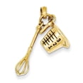 thumbnail image 1 of 14k Yellow Gold 3-D Black Enameled Measuring Cup and Whisk Pendant Charm, 1 of 1