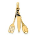 thumbnail image 1 of 14K 3-D Black Enamel Butcher Knife, Spoon and Spatula Moveable Charm, 1 of 5