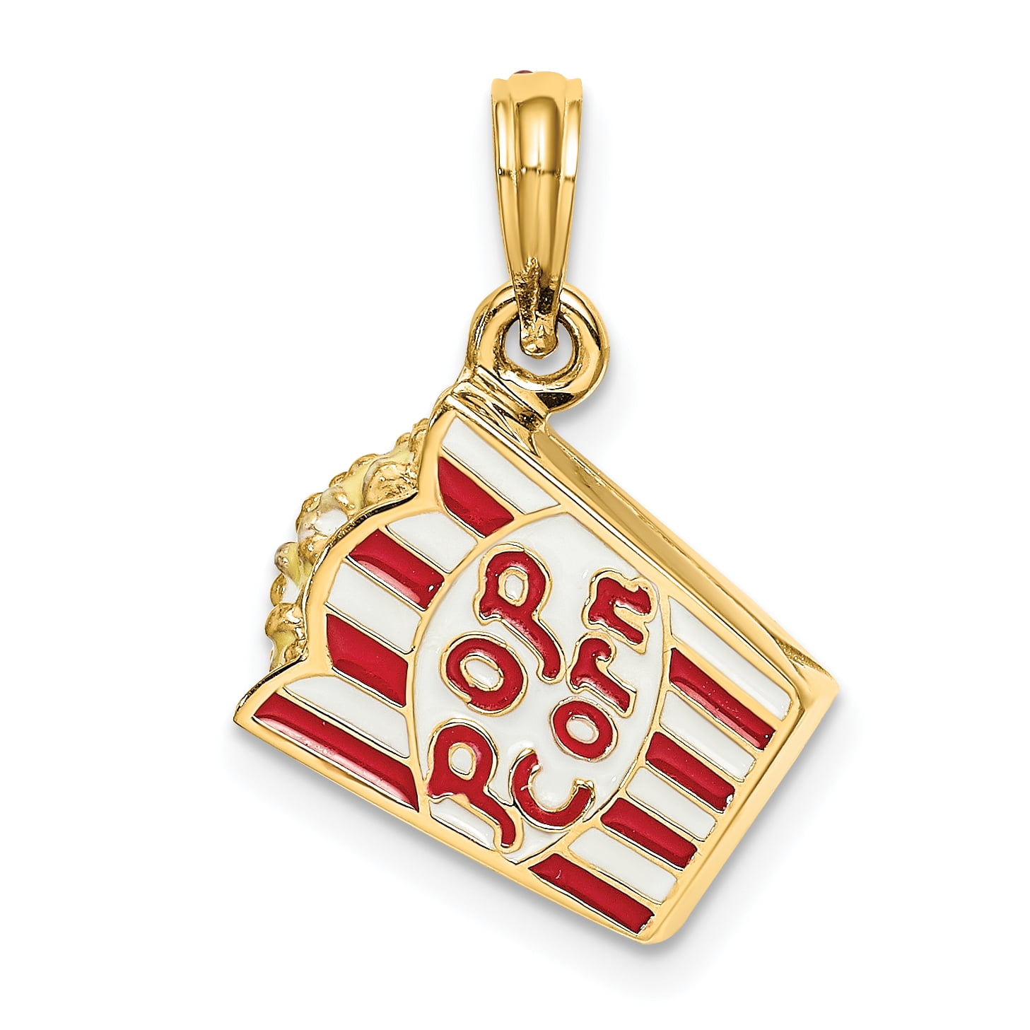 KAZI LUXURY 14K 3-D Enameled Bag of Popcorn Charm