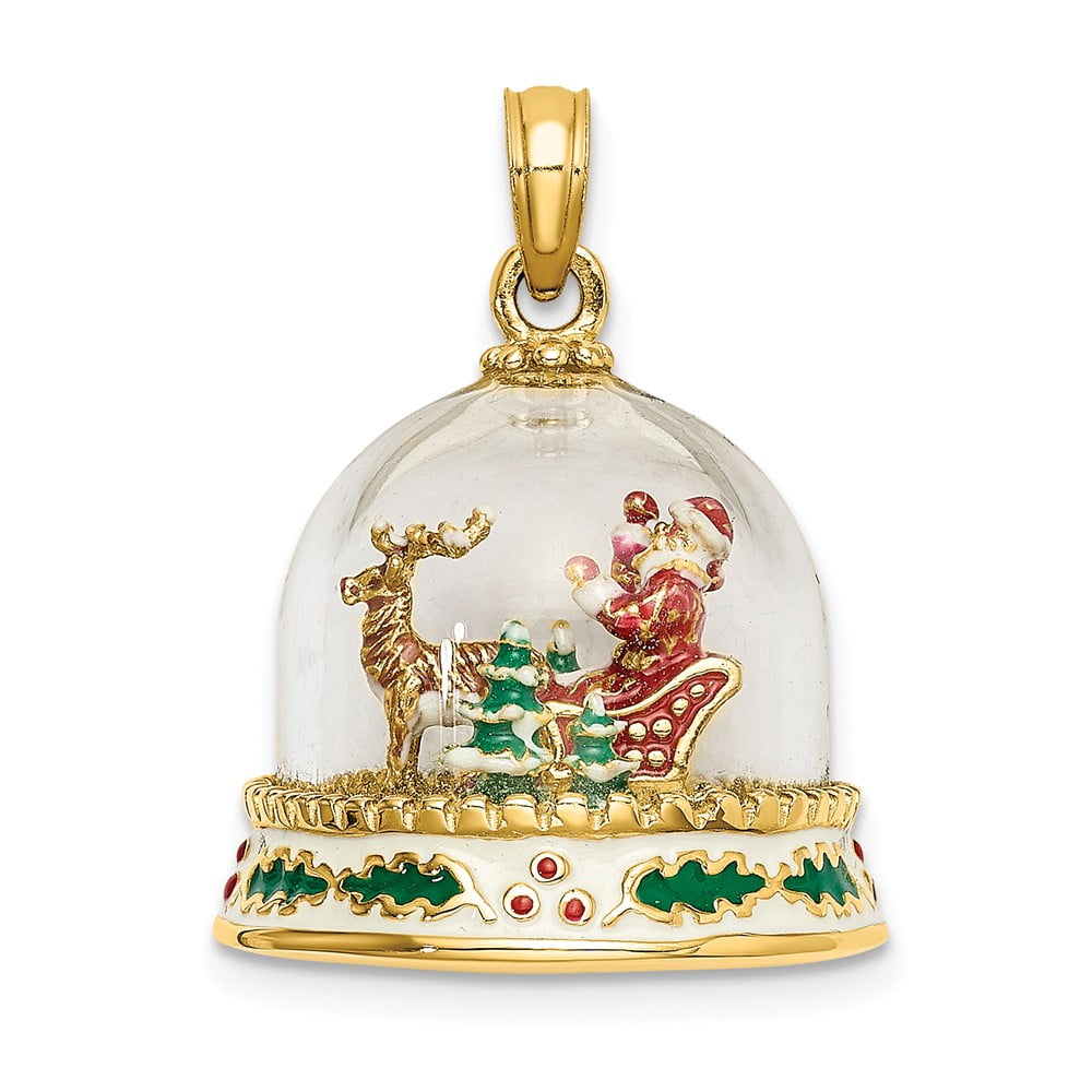 KAZI LUXURY 14K 3-D Enameled Christmas Snow Globe Charm