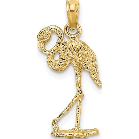 Jewelry by Sweet Pea 14K Yellow Gold 3-D Flamingo with Head Up Charm