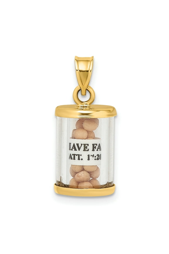 14K 3-D Mustard Seeds Matthew 17  Scroll Pendant