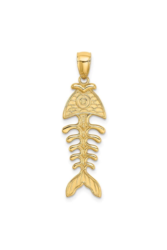 FJC Finejewelers 14k Yellow Gold 3d Fishbone Charmtextured