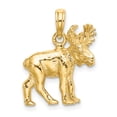 thumbnail image 1 of 14K Yellow Gold Textured Polished Finish 3-Dimensional Moose Design Charm Pendant, 1 of 5