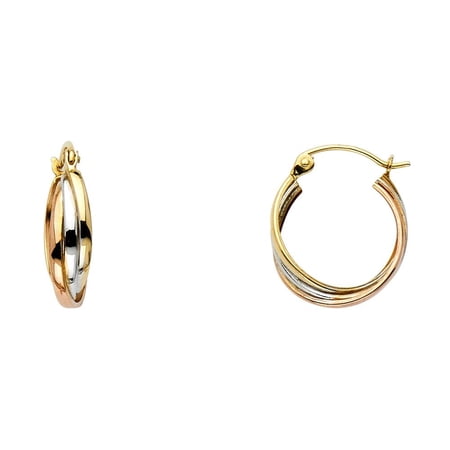 14K 3C 3 Line Hoop Earrings