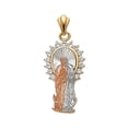thumbnail image 1 of 14K 3C Gold Cubic Zirconia Religious Guadalupe Charm Pendant for Necklace Chain | Jewelry Gift for Men Women | 34 x 18 MM | 7.5 grams, 1 of 9