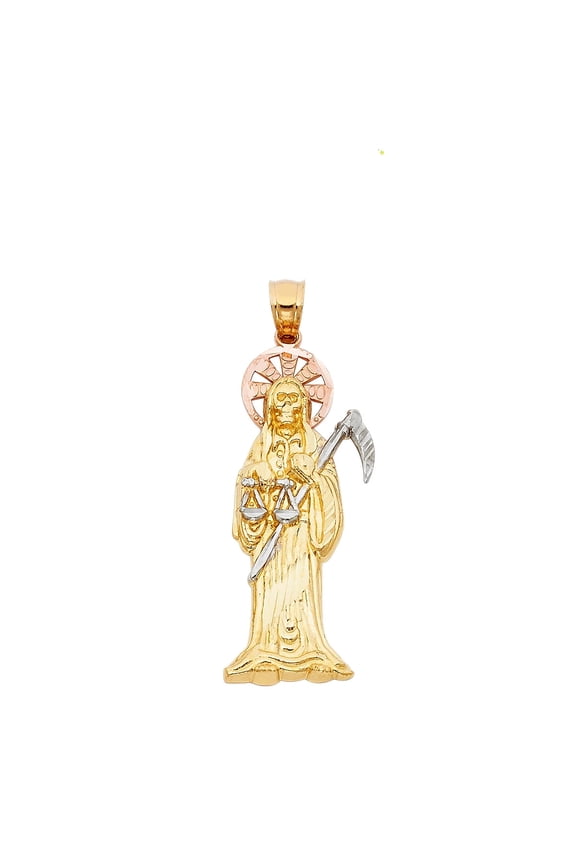 14K 3C Gold Devil Religious Pendant | Tri Color Gold Charm Pendant for Necklace Chain | Jewelry Gift for Men Women | 38 x 15 MM | 2.9 grams