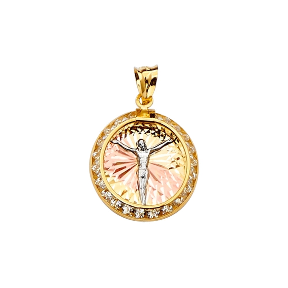 14K 3C Gold Jesus Medal Pendant | Tri Color Gold Charm Pendant for Necklace Chain | Gift for Men Women | 23 x 15 MM | 1.1 grams