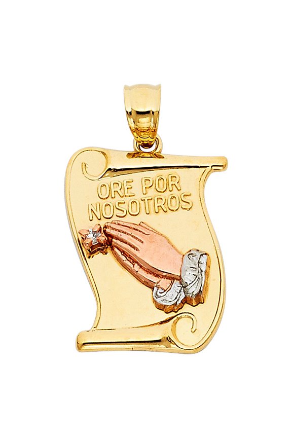 14K 3C Religious Praying Hands Pendant