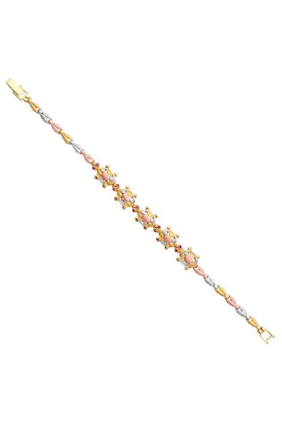 14K 3C Turtle Bracelet - 7.5"