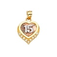 thumbnail image 1 of 14K 3Color CZ 15 Years Pendant, 1 of 1