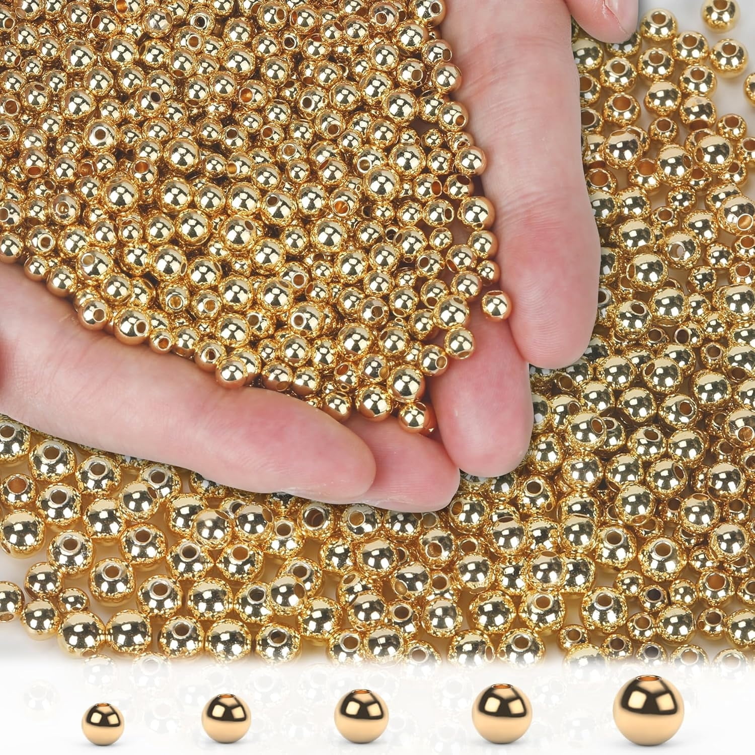 14K 400pcs 4mm Gold Filled Beads for Jewelry Making Small Smooth Round Gold Beads for Bracelets Non Tarnish Metal Brass Spacer Beads for Necklaces Earrings Rings and DIY Craft