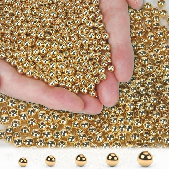 14K 400pcs Gold Filled Beads for Jewelry Making Small Smooth Round Gold Beads for Bracelets Non Tarnish Metal Brass Spacer Beads for Necklaces Earrings Rings and DIY Craft
