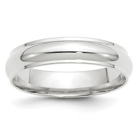 14K 5 mm White Gold Half Round with Edge Band - Size 8