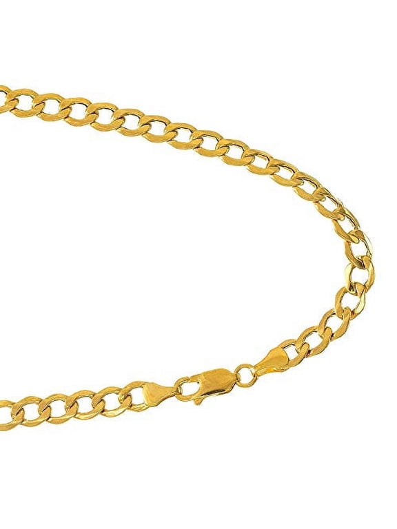 14K 8in Yellow Gold Diamond Cut/ Textured Lite Curb Chain with Lobster Clasp