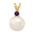 thumbnail image 1 of 14k 8-8.5mm White Round Freshwater Cultured Pearl and .07AM Amethyst Pendant XF742/AM, 1 of 4
