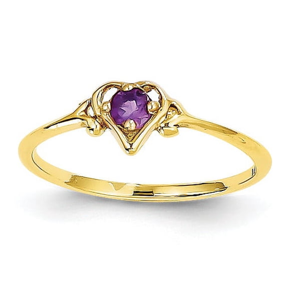 14K Amethyst Birthstone Heart Ring