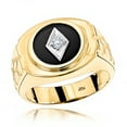 thumbnail image 1 of 14K Black Real Onyx And Natural 0.1 Ctw Diamond Mens Dainty Ring 14K (Yellow Gold Size 11), 1 of 3