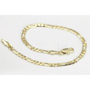 14K Bonded Gold Bracelet, Best Unisex Christmas Gift for Women, Men, Girlfriend, Boyfriend, Her, Bestfriend, 14K Bonded Gold Figaro Bracelet with Gift Box/Bag by Aria Jeweler