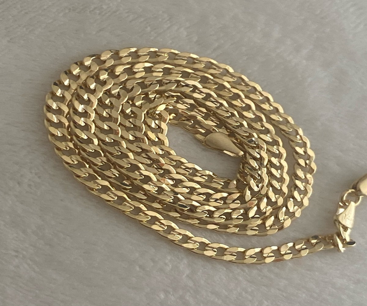 14K Bonded Gold Cuban Chain, Best Unisex Christmas Gift for Women, Men, Girlfriend, Boyfriend