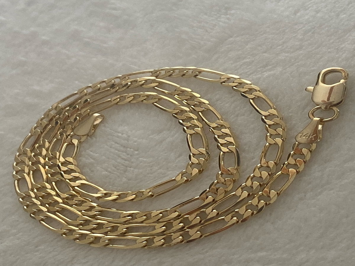 14K Bonded Gold Figaro Chain, Best Unisex Christmas Gift for Women, Men ...