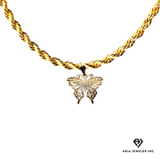 14K Bonded Gold Rope Chain with Butterfly Charm, Best Unisex Christmas Gift for Women, Men, Girlfriend, Boyfriend, Her, Bestfriend, 14K Bonded Gold Necklace with Gift Box/Bag by Aria Jeweler