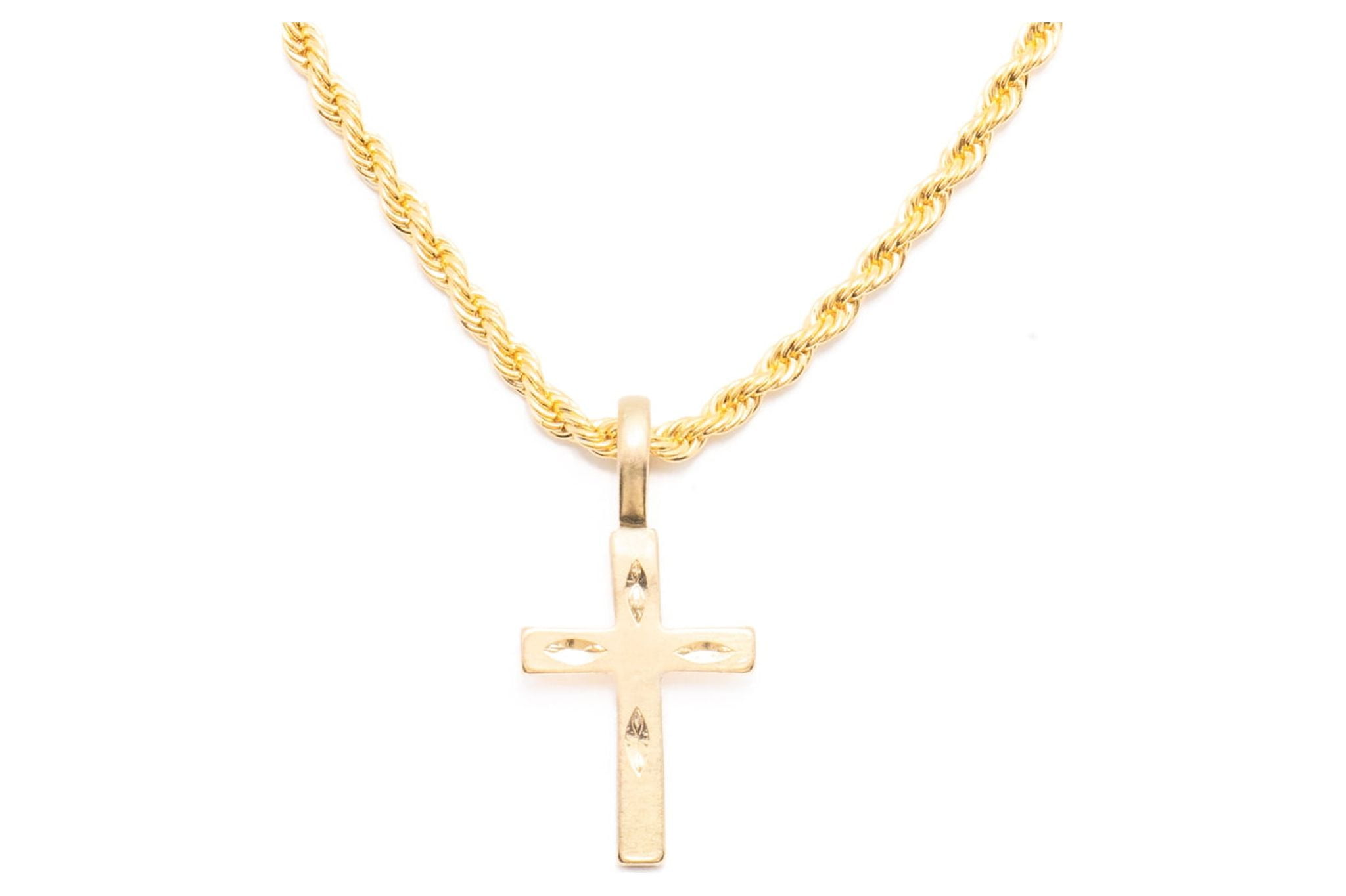 14K Bonded Gold Rope Chain with Cross Charm, Best Unisex Christmas Gift ...