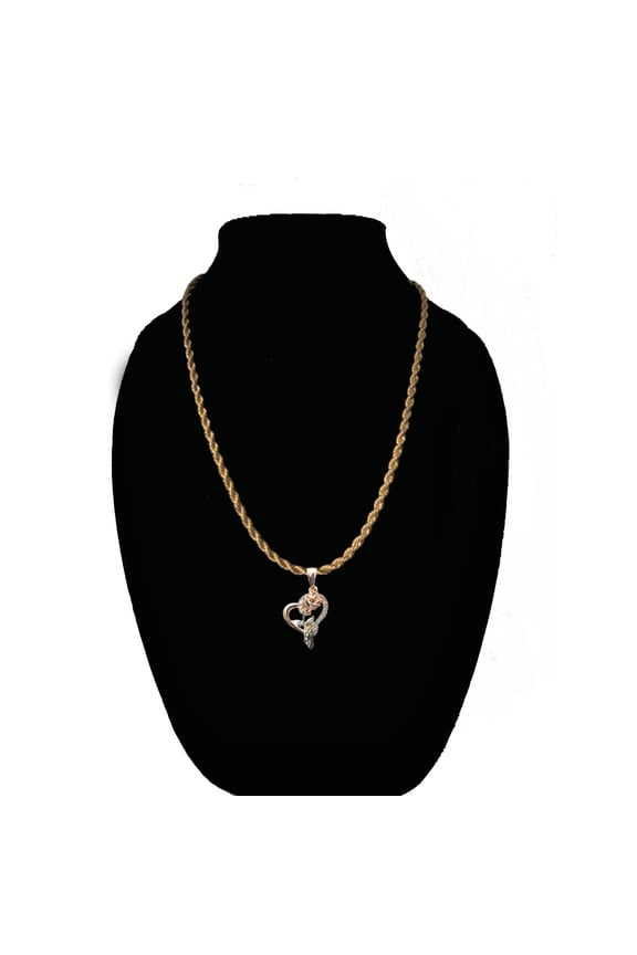 14K Bonded Gold Rose Heart Necklace for Women, Best Unisex Christmas Gift for Women, Men, Her, Boyfriend, Girlfriend 14K Rope Chain with Heart Pendant, Best jewelry Gifts