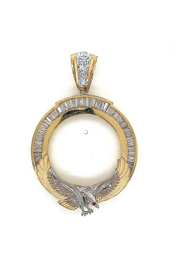 14K CUBIC ZIRCONIA STONE EAGLE CENTENARIO BEZEL