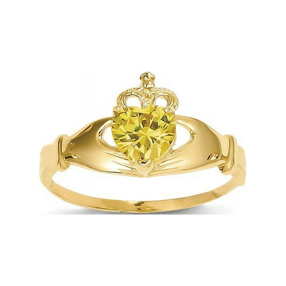14K CZ November Birthstone Claddagh Heart Ring