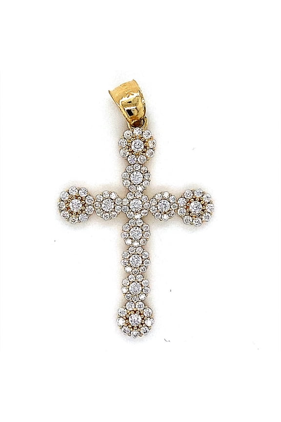 14K CZ STONE CROSS PENDANT