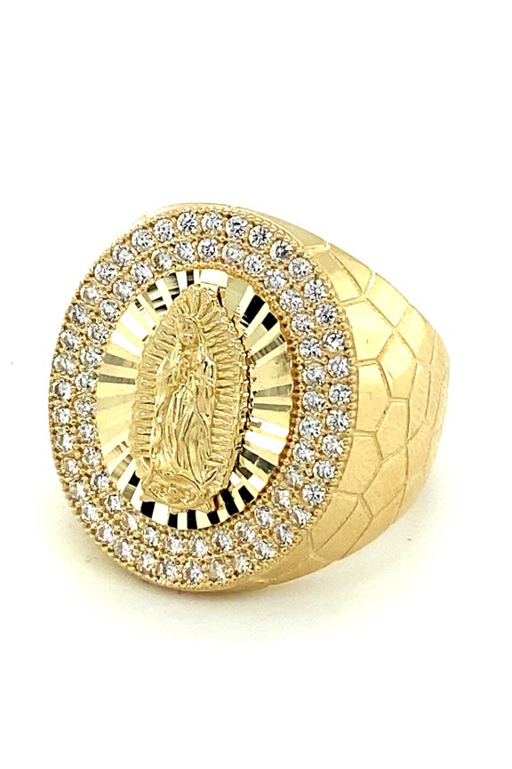 14K CZ VIRGIN GUADALUPE NUGGET STYLE RING