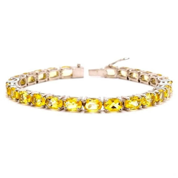 14K Citrine Tennis Bracelet For Women Silver Gold Yellow Anniversary Wedding Engagement Gift Mom