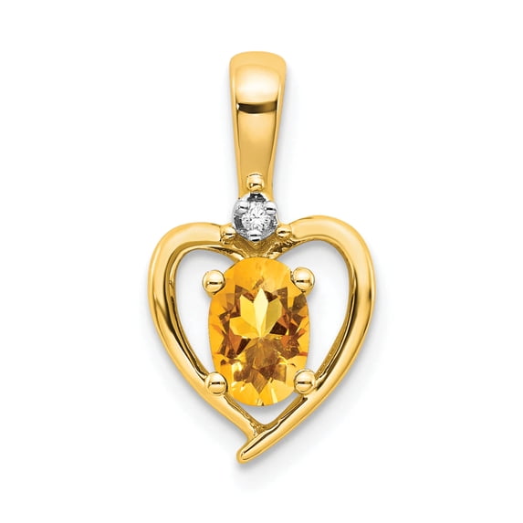 14K Citrine and Diamond Heart Pendant