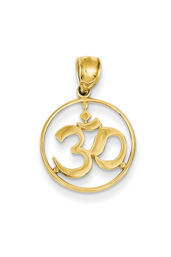14K Cut-out Round Frame Yoga Om Symbol Pendant