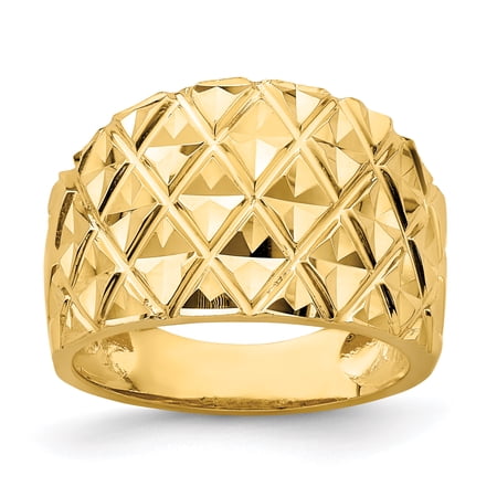14K D/C Quilted Pattern Dome Ring R728