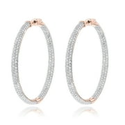 LUXURMAN 14K Dazzling Natural 7 Ctw Diamond Hoop Inside Out Earrings (Rose Gold)