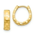 thumbnail image 1 of 14K Diamond Cut 4mm Patterned Hinged Hoop Earrings 14k Yellow Gold Earrings, 1 of 4