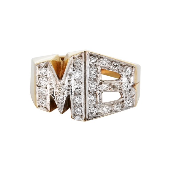 14K Diamond Gold Initials Name Ring | Style #106