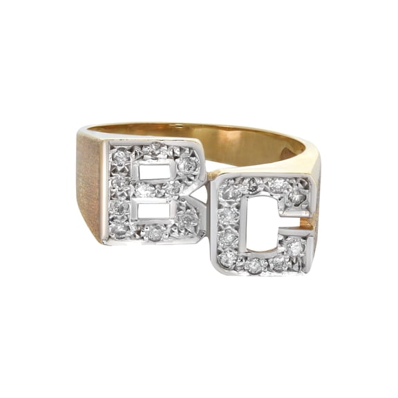 14K Diamond Initials Gold Name Ring | Style #75